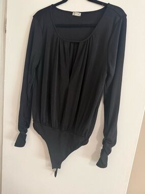 Free People Black Long Sleeve Bodysuit